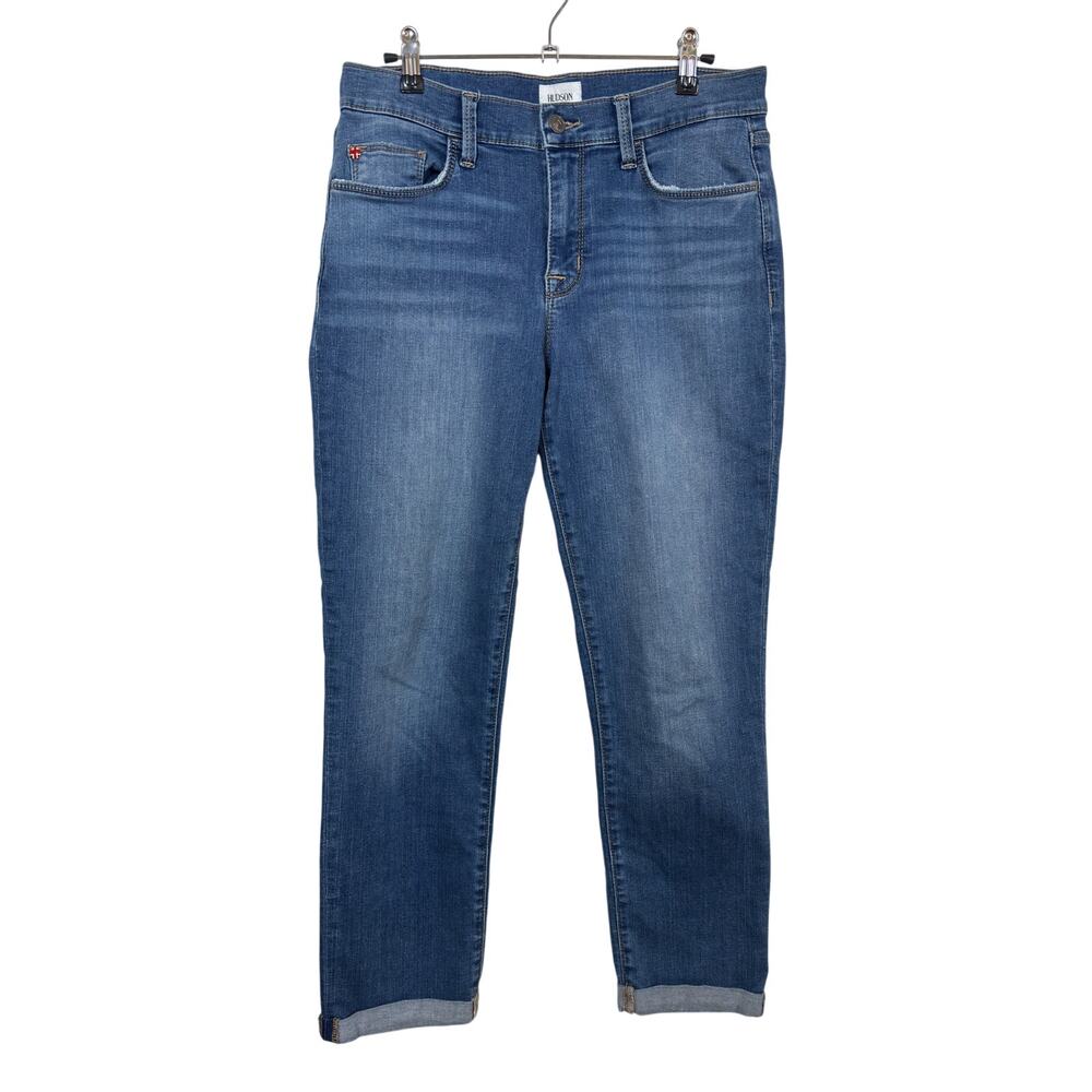 Hudson Natalie Straight Jeans Womens 27 Blue High Rise Cuffed Hem